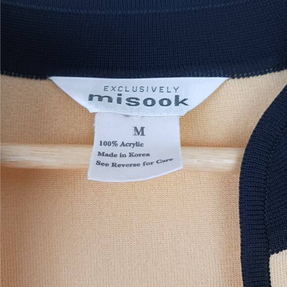 Exclusively Misook SZ M Open Front Cardigan Pockets Acorn Yellow-Black - Picture 4 of 6